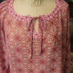 CB Women's Pink and Orange Patterned Blouse